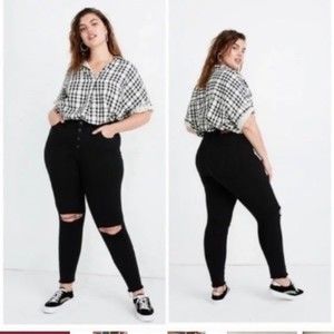 NWT Madewell Black 10" High-Rise Roadtripper Jeggings Button front Size 35 Tall